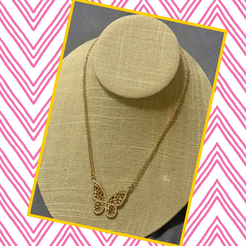 Gold butterfly 🦋 necklace with clear CZ